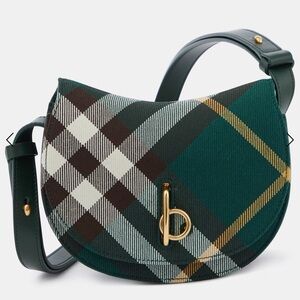 Burberry Green and Gold Plaid Crossbody Bag